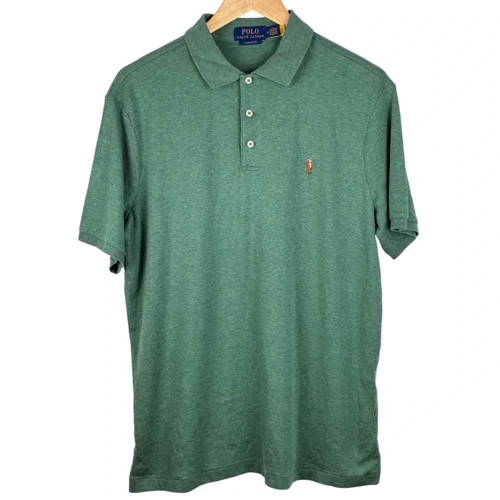 Polo Ralph Lauren Classic Fit Polo Shirt Heather Sage Green Pony Logo Men's M